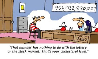 Cartoon about cholesterol levels.
