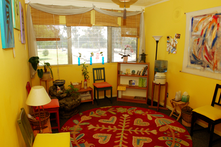 The waiting room at Eastern Body Therapy.  We invite you to come enjoy our peaceful space!