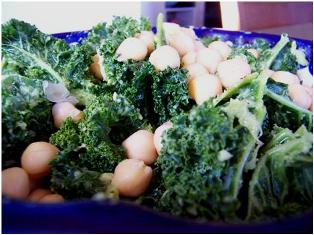 Photo of kale and garbanzo beans.